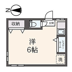 みなと荘 1階ワンルームの間取り