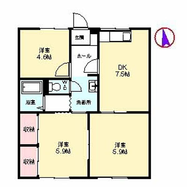 プロフィット西唐津 A0103｜佐賀県唐津市西唐津１丁目(賃貸アパート3DK・1階・54.42㎡)の写真 その2