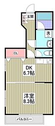 鹿島 1DKの間取図画像