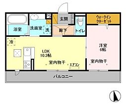 ディアレスト2 1LDKの間取図画像