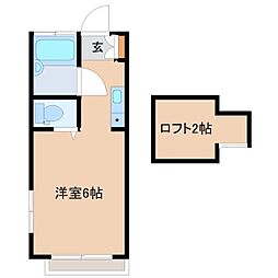 からぷーや国立 2階1Kの間取り