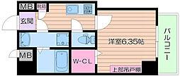 WINDSCOURT都島 1Kの間取図画像