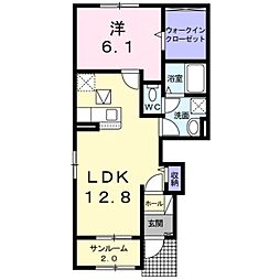 ヴェステンフォーゲル 1LDKの間取図画像