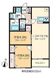 グランデール　リーリエ 2階2LDKの間取り