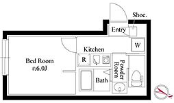 オプション坂下 3階1Kの間取り