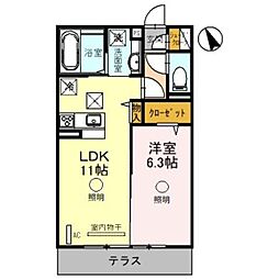 Seed 東大宮 1階1LDKの間取り