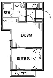 メゾンドピネド 1DKの間取図画像