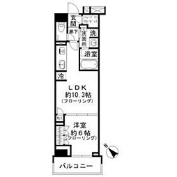 オープンレジデンシア日暮里 9階1LDKの間取り