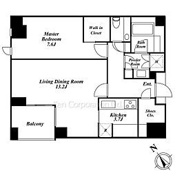 ウェリス有栖川 1LDKの間取図画像