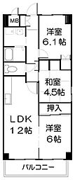 サンローゼ戸田 4階3LDKの間取り