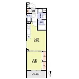 フォレストクリエオーレ城垣町壱番館 1LDKの間取図画像