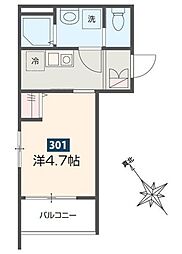 ＭＥＬＤＩＡ京成稲毛 3階1Kの間取り