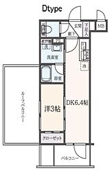 ハーモニーレジデンス東新宿 5階1DKの間取り