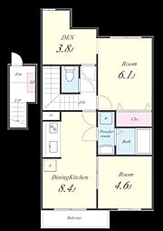 アジュールA 2階2SDKの間取り