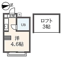 アップルハウス平山Ｂ 1階ワンルームの間取り