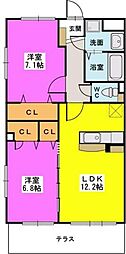 ソシアハイネス2 2LDKの間取図画像