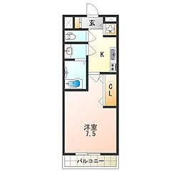Luxe我孫子 1Kの間取図画像