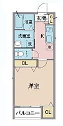 メゾンアゼリア 1Kの間取図画像