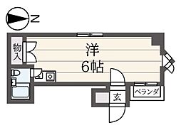 パールマンション立川 ワンルームの間取図画像