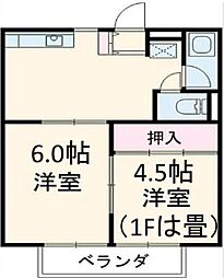 北ハイツ 2DKの間取図画像