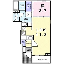 ジェイド　II 1階1LDKの間取り