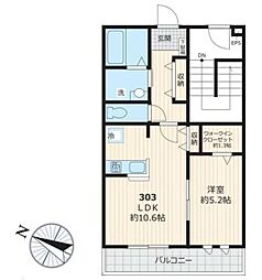 グレイス芝久保 3階1LDKの間取り
