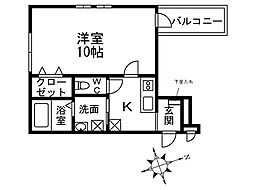 グリーンハイツ 1Kの間取図画像
