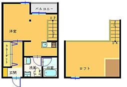 アルカディアII 1階1Kの間取り