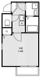 ヒルサイドテラス港南台 2階1Kの間取り