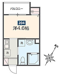 ＭＥＬＤＩＡ小川 2階1Kの間取り