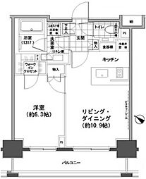 パークハビオ人形町 1LDKの間取図画像