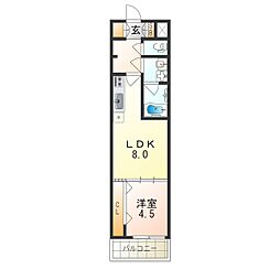 阪急神戸本線 十三駅 徒歩9分の賃貸マンション 4階1LDKの間取り