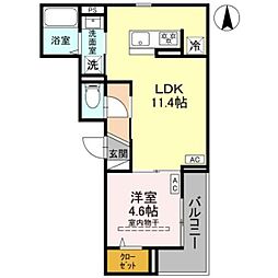 蕨市中央5丁目アパート 1LDKの間取図画像