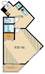 新宿ナショナルコート 9階1Kの間取り