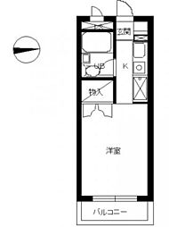 スカイコート京王多摩川 ワンルームの間取図画像