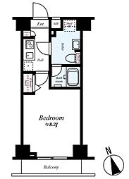 西武池袋線 中村橋駅 徒歩8分の賃貸マンション 2階1Kの間取り