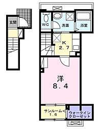 ウインピー 1Kの間取図画像