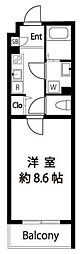 リヴィエール東十条 1Kの間取図画像