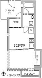 TerraceYoshiTsune ワンルームの間取図画像