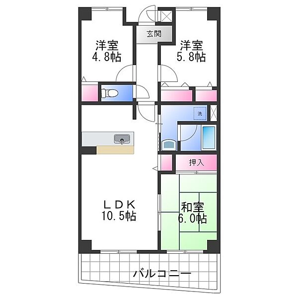 大阪府岸和田市土生町２丁目(賃貸マンション3LDK・1階・65.70㎡)の写真 その2