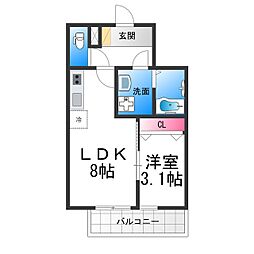 (仮称)ジーメゾン西湊ウィシエ 2階1LDKの間取り