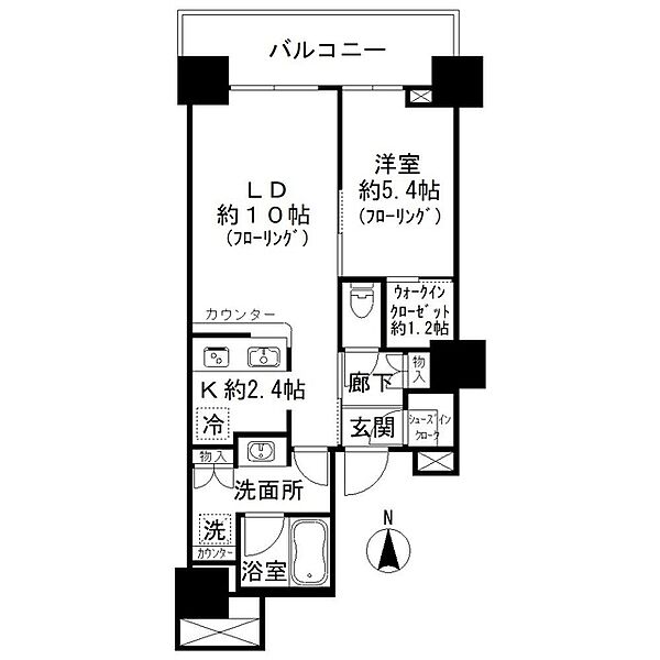 ベイクレストタワー 3316｜東京都港区港南３丁目(賃貸マンション1LDK・33階・47.23㎡)の写真 その2