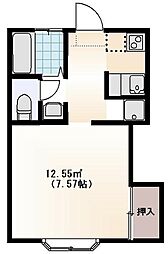 パレスハシモト第2 1Kの間取図画像
