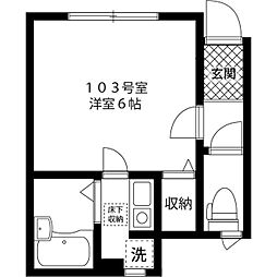 ANハイム 1階1Kの間取り
