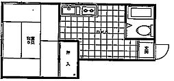 清風荘 1DKの間取図画像