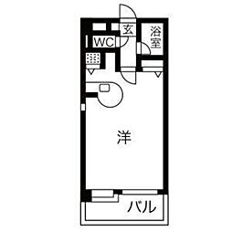 サンセーヌ大名 ワンルームの間取図画像