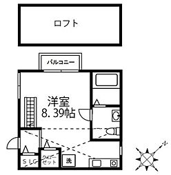 シエルブルー ワンルームの間取図画像