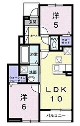ウィステリアタウンＨ 1階2LDKの間取り