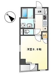 上池台ベルズ 3階1Kの間取り