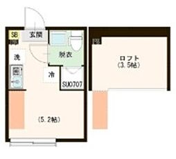 中野ニューメゾンピア 1階ワンルームの間取り